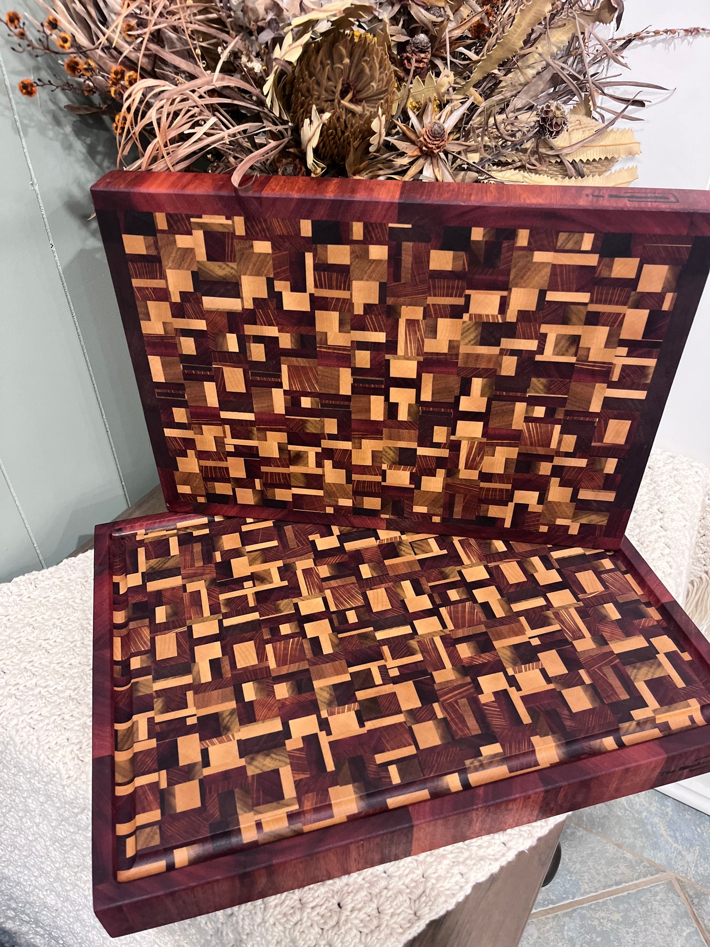 END GRAIN CUTTING BOARD - CHAOS PATTERN