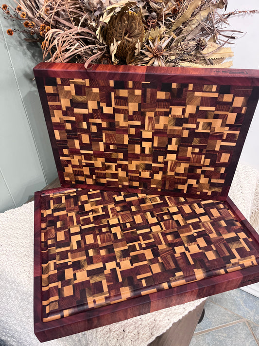 END GRAIN CUTTING BOARD - CHAOS PATTERN